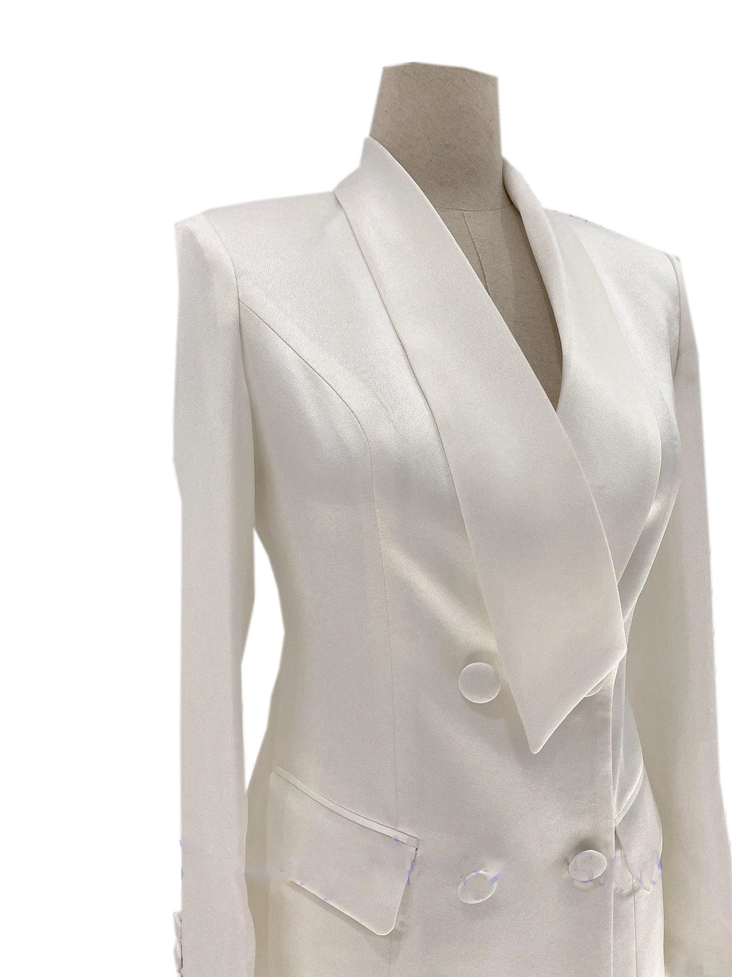 Satin Wide-Leg Double Breasted Pantsuit - Women Trouser Suits - Trouser Suit -Guocali