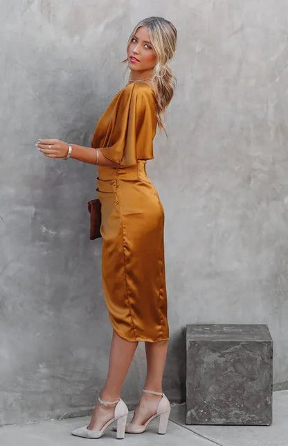 Sexy One Sleeve Irregular Pleated Party Dress -Guocali