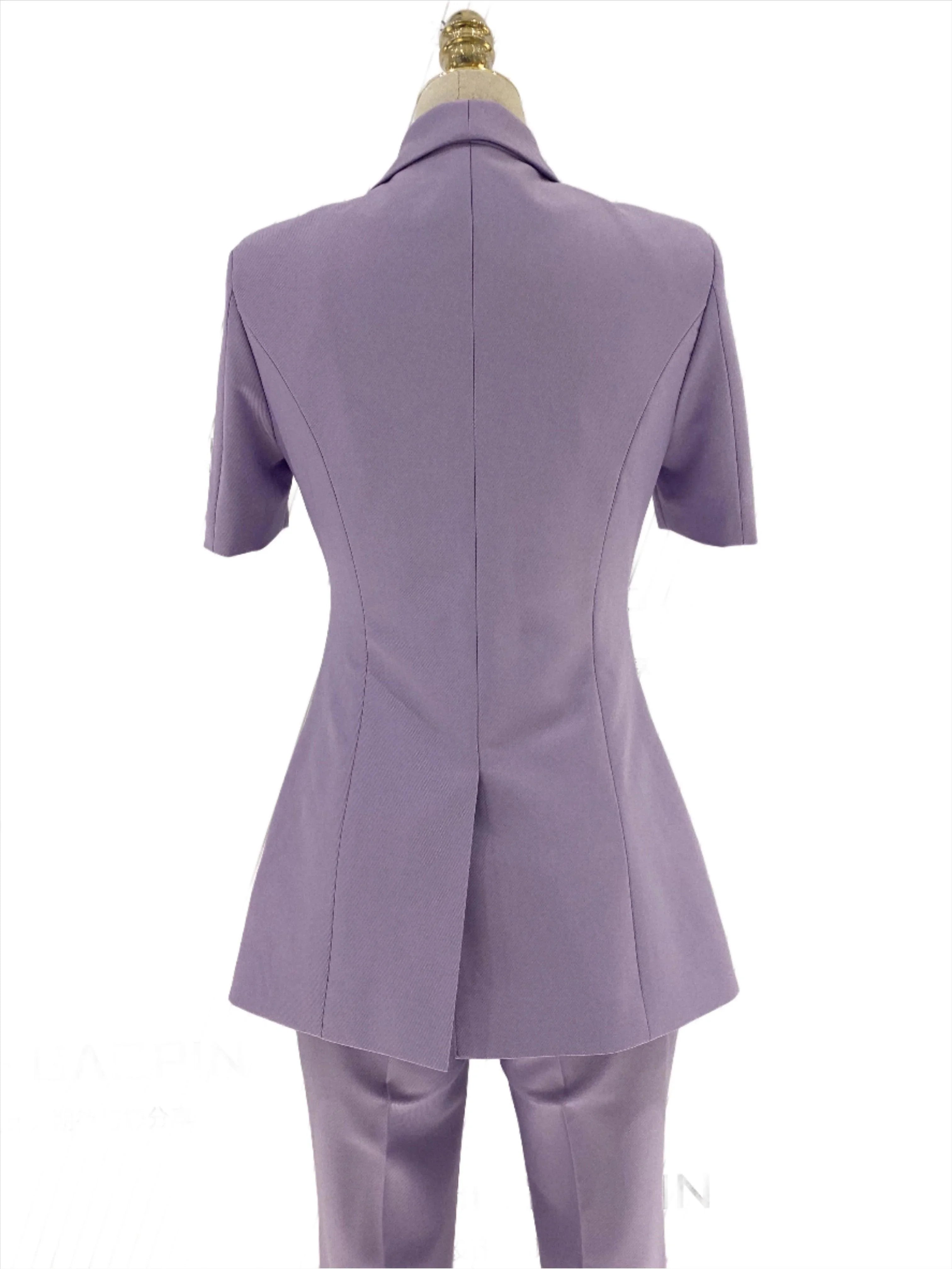 Chic Women's Pant Suit - Solid Button
