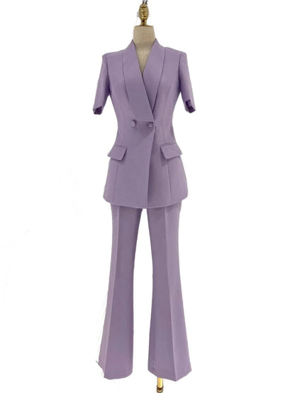 Short Sleeved Women Pant Suit -Guocali