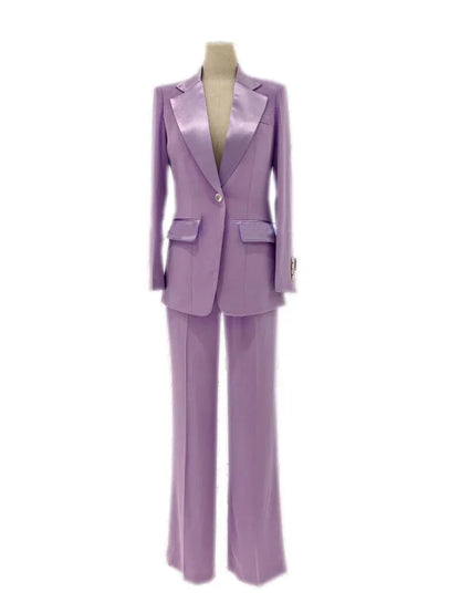 Silk Satin Wedding Pantsuit - Women Trouser Suits - Trouser Suit -Guocali