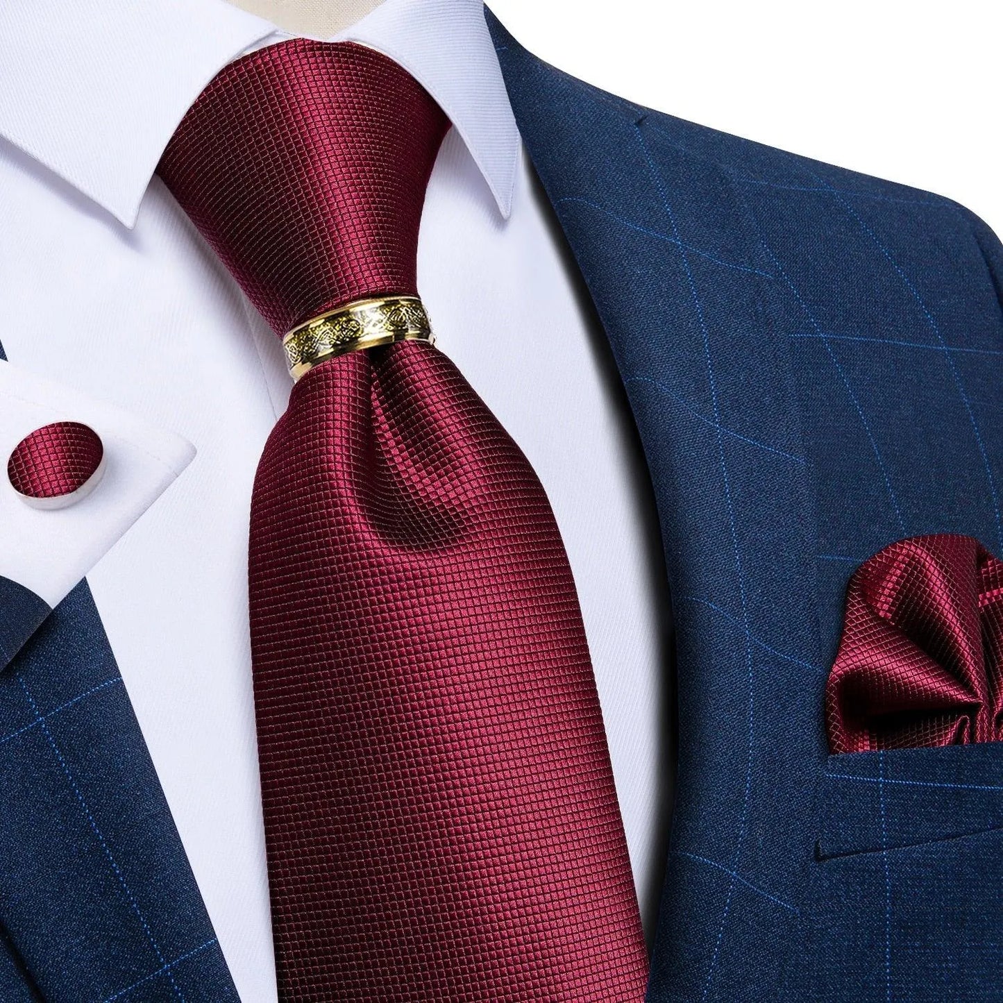Solid Block Silk Necktie Set -Guocali