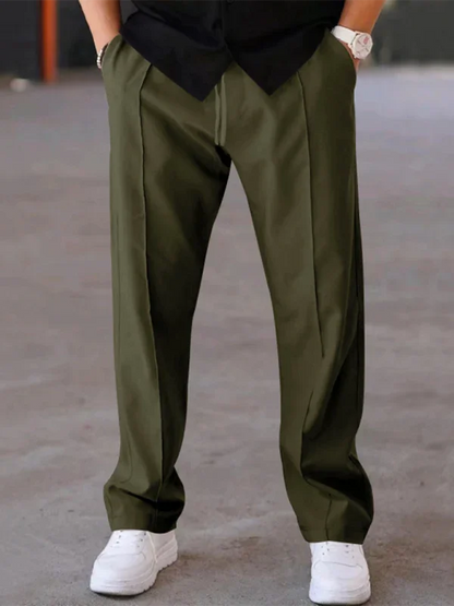 Sporty Men Trousers – Mid Rise Elastic Waist -Guocali