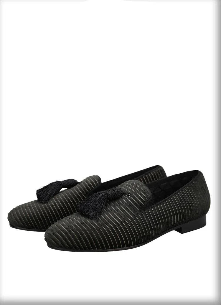 Striped Men Loafers With Tassel - Men Shoes -Guocali