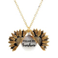 Sunflower Pendant Necklace - Engraved (You are my sunshine) -Guocali