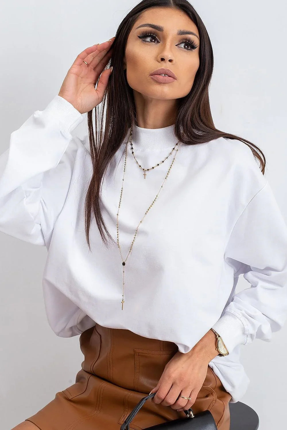 Women's Sweatshirt - Mock-Neck With Regular Fit