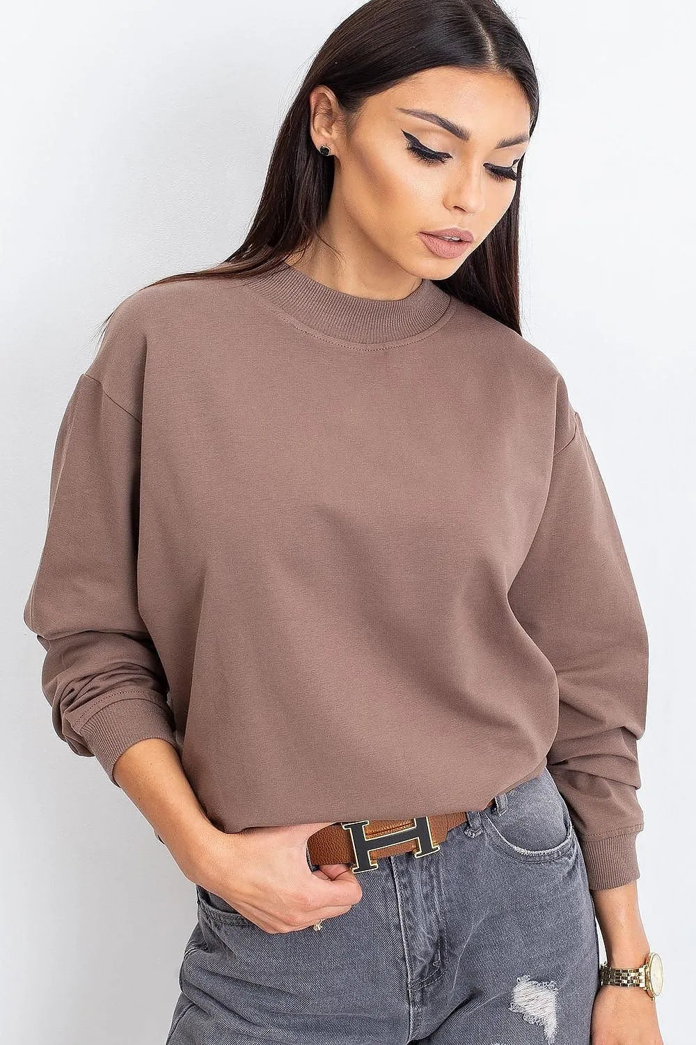 Women's Sweatshirt - Mock-Neck With Regular Fit