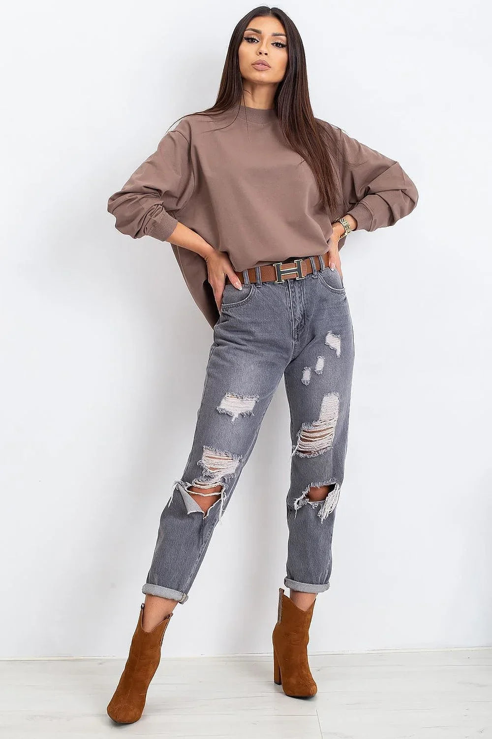 Women's Sweatshirt - Mock-Neck With Regular Fit