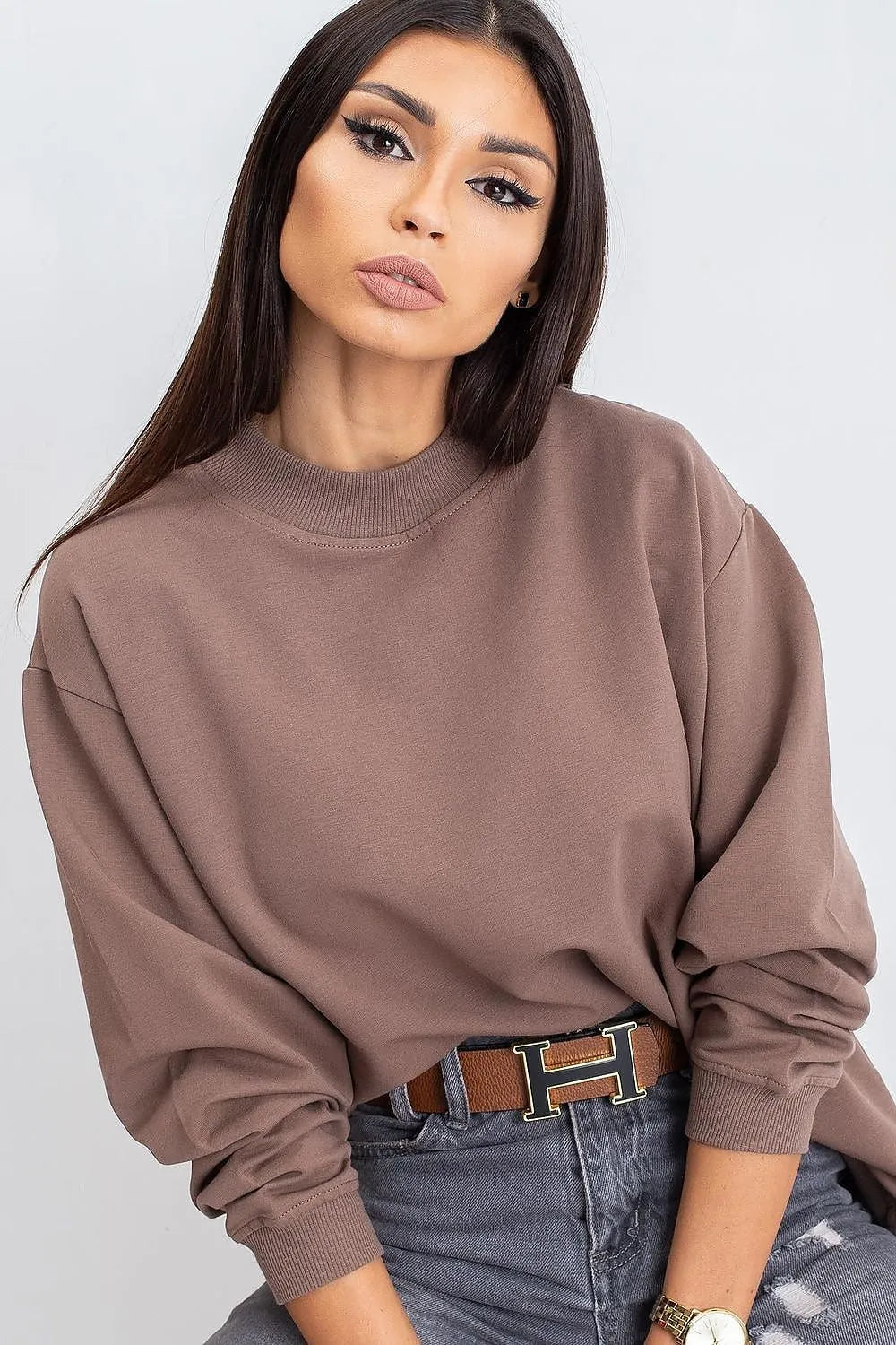 Women's Sweatshirt - Mock-Neck With Regular Fit