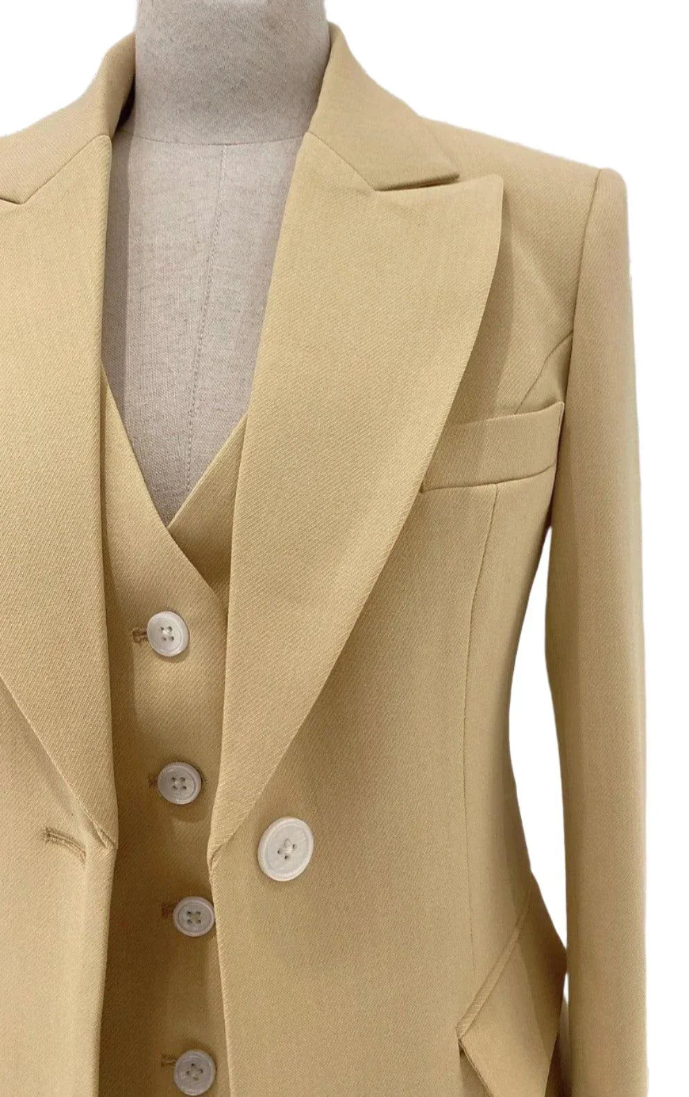 Chic Women's Pant Suit - Solid Button