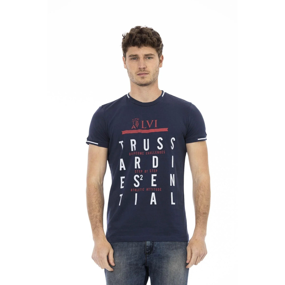 Trussardi Action Men's Crew-Neck Cotton T-Shirt – Navy – T-Shirt | GUOCALI