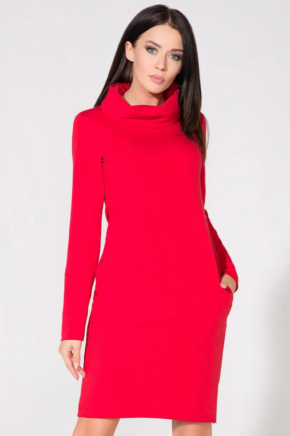 Turtleneck Knit Dress Casual Cozy Everyday Style-Day Dress-GUOCALI