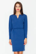 V Neck Long Sleeve Dress Casual Knee Length Fit-Day Dress-GUOCALI
