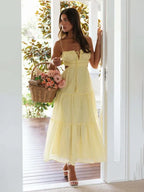 V-Neck Sleeveless Stitching Long Dress -Guocali