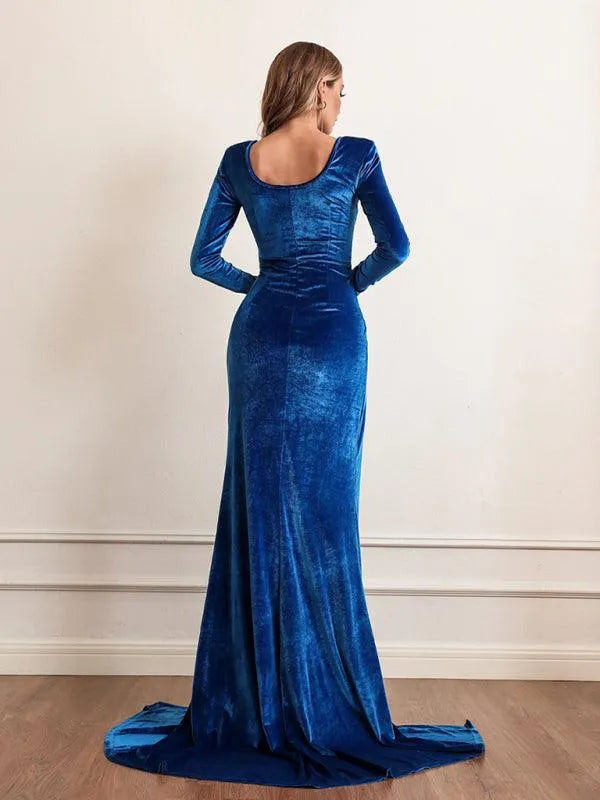 Velvet High Waist Evening Dress