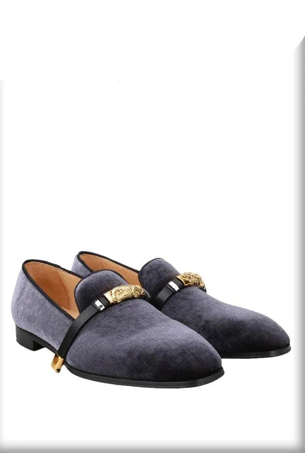 Velvet Men Loafers with Gold Metal Buckle - Men Shoes -Guocali