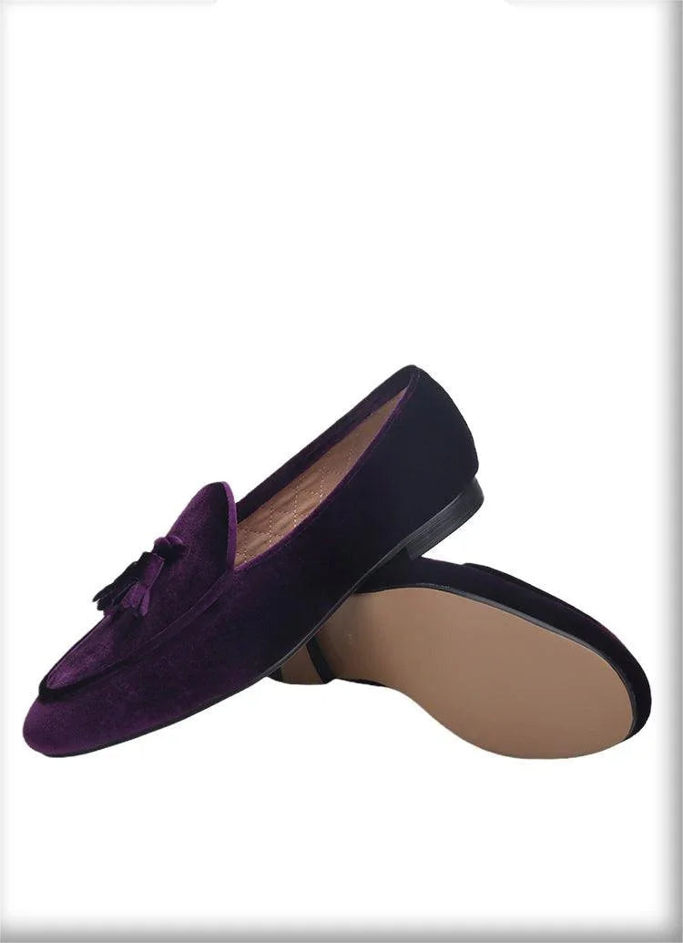 Velvet Men Loafers With Tassels - Men Shoes -Guocali