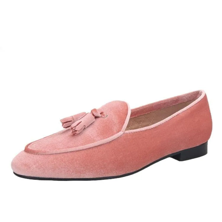 Velvet Men Loafers With Tassels - Men Shoes -Guocali