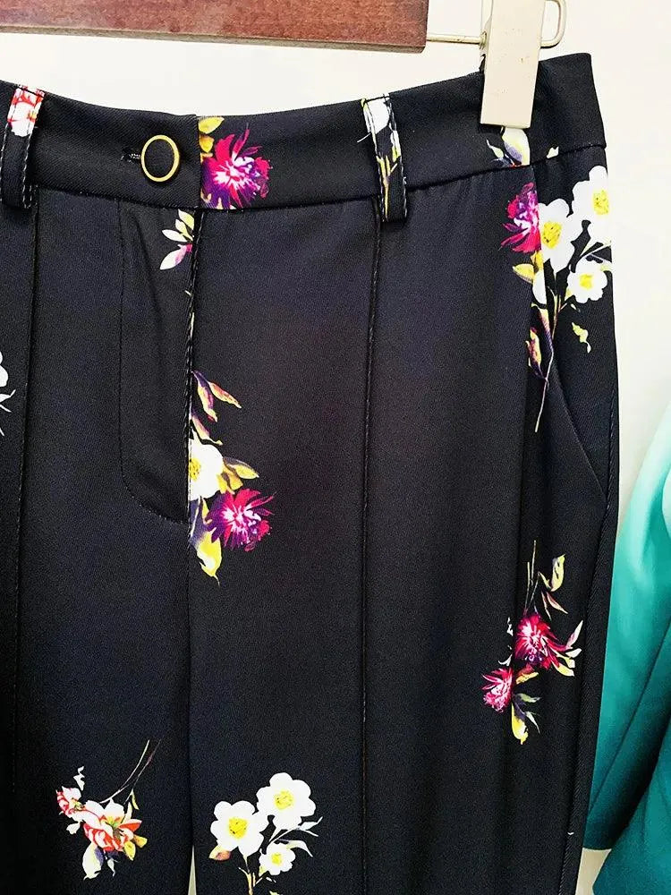 Vintage Women's Pant Suit - Floral Single-Breasted