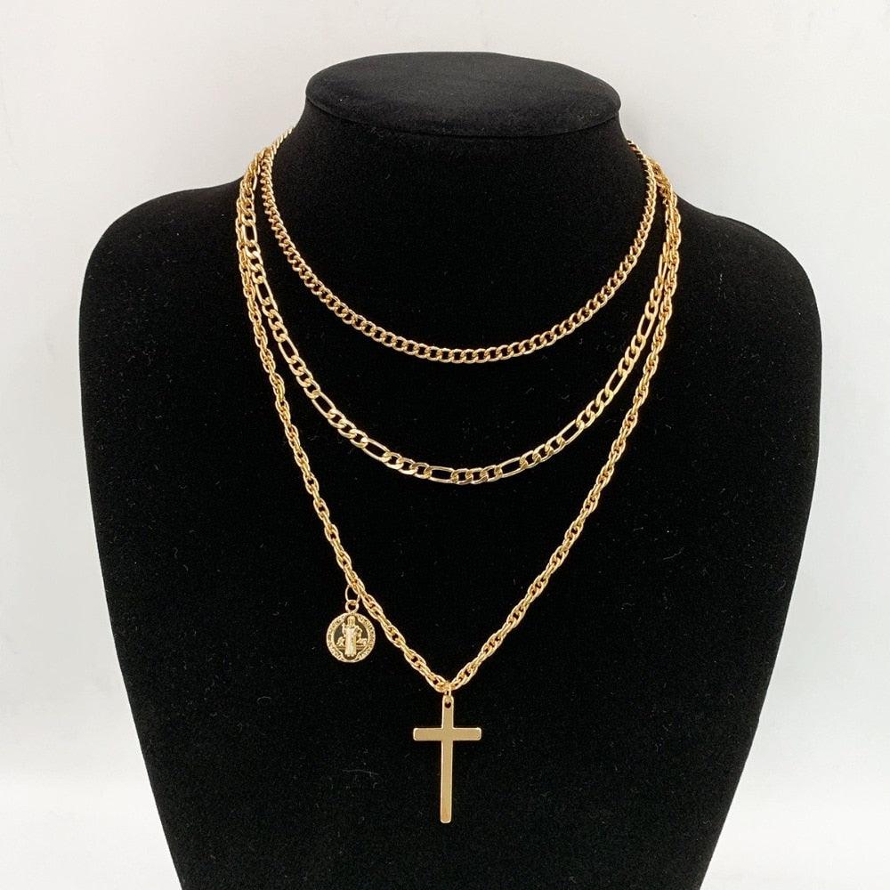 Virgin Mary and Cross Pendant Necklace - Women Jewelry - Pendant Necklace - Guocali