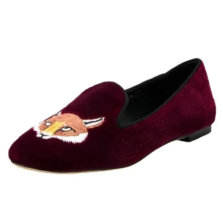 Women Casual Smoking Loafers - Slip-On Flat Shoes
