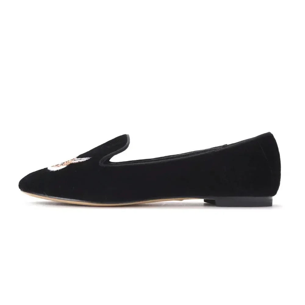 Women Casual Smoking Loafers - Slip-On Flat Shoes