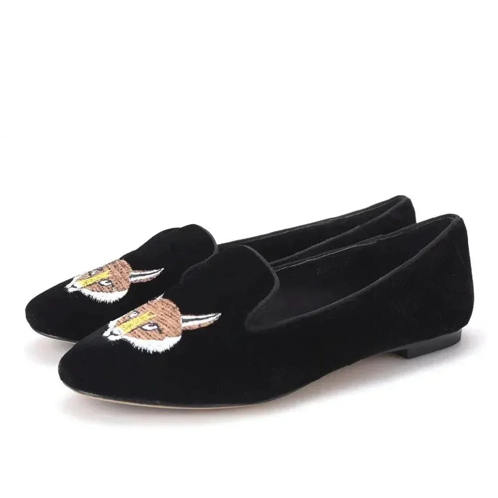 Women Casual Smoking Loafers - Slip-On Flat Shoes