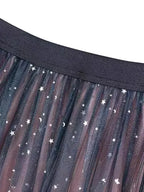 Women A-Line Skirt Sequin Tulle Gradient - High Waist Midi Women Skirt