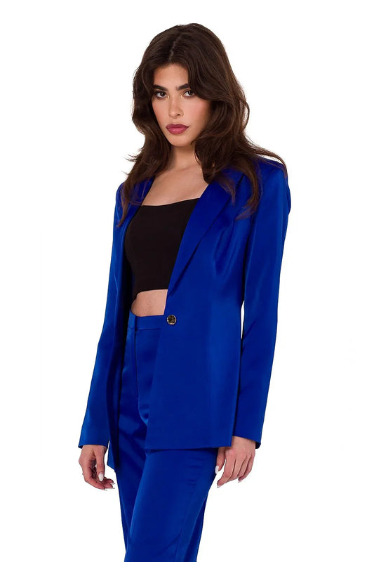 Women Blazer - Lightweight - 1-Button - Blue -Guocali