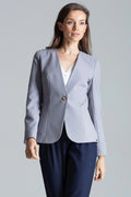 Women Blazer - Lightweight - 1-Button - Gray -Guocali