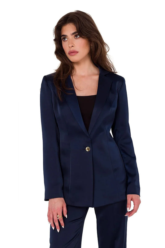 Women Blazer - Lightweight - 1-Button - navy, blue -Guocali
