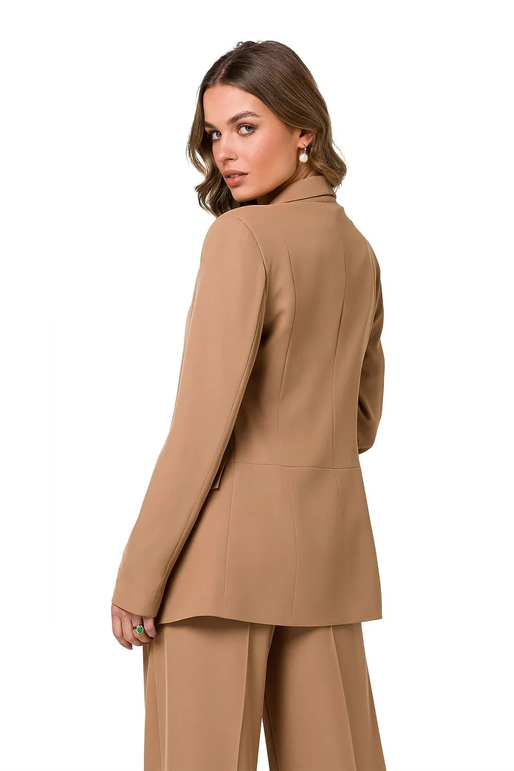 Women Blazer - Lightweight - Slip-On - Beige -Guocali