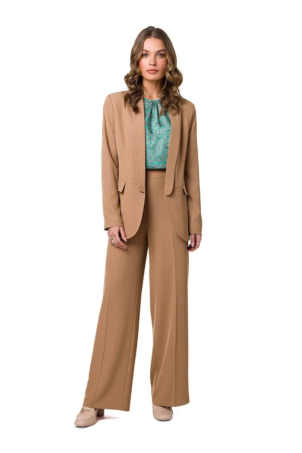 Women Blazer - Lightweight - Slip-On - Beige -Guocali