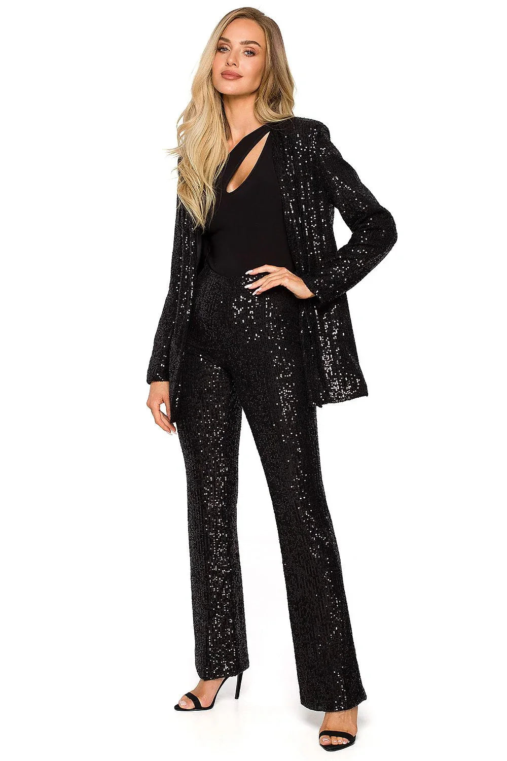 Women Blazer - Lightweight - Slip-On - black -Guocali