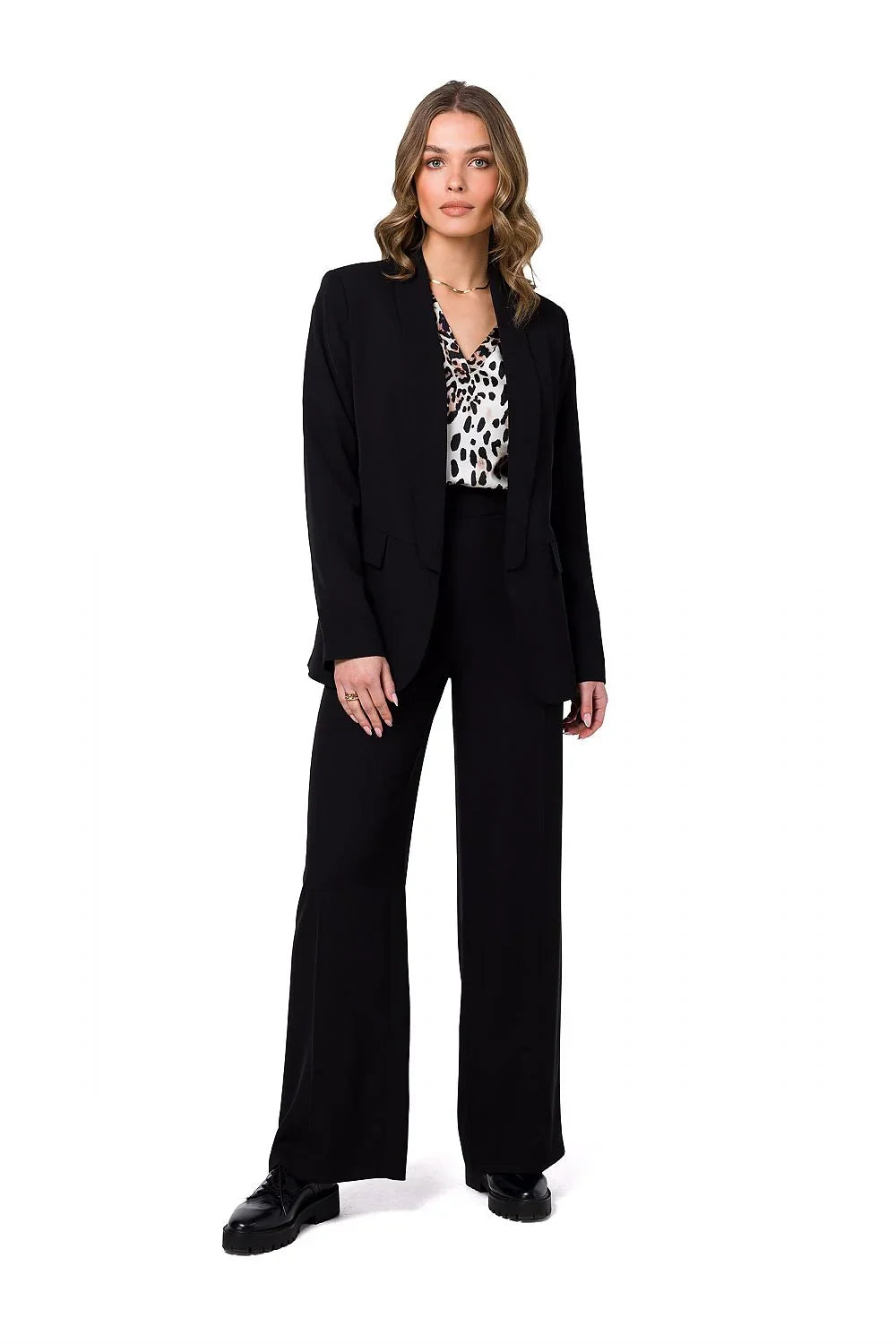 Women Blazer - Lightweight - Slip-On - Black -Guocali