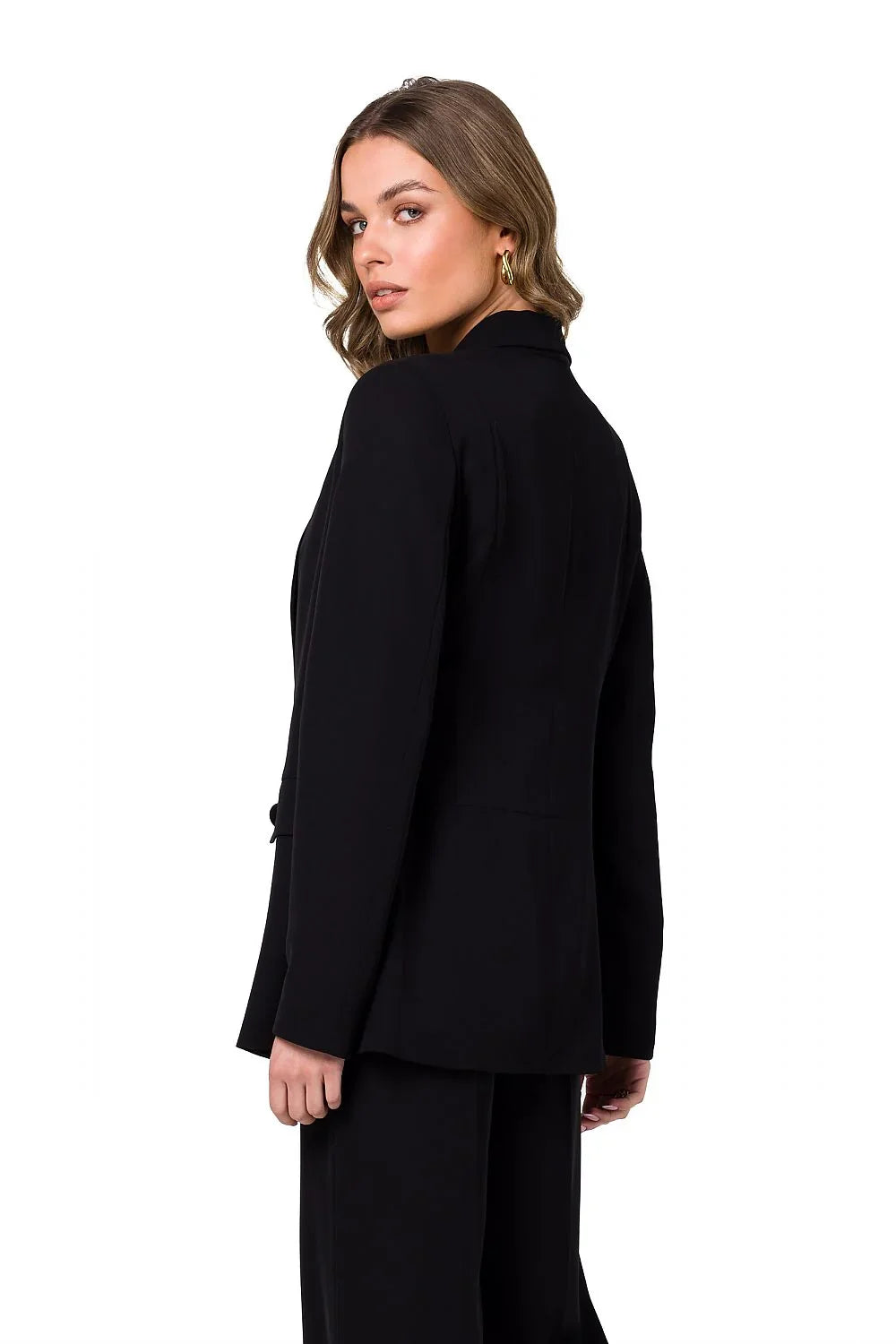 Women Blazer - Lightweight - Slip-On - Black -Guocali