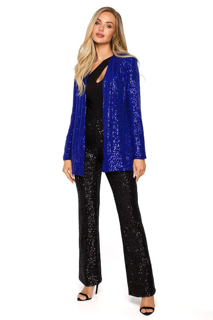 Women Blazer - Lightweight - Slip-On - Blue -Guocali