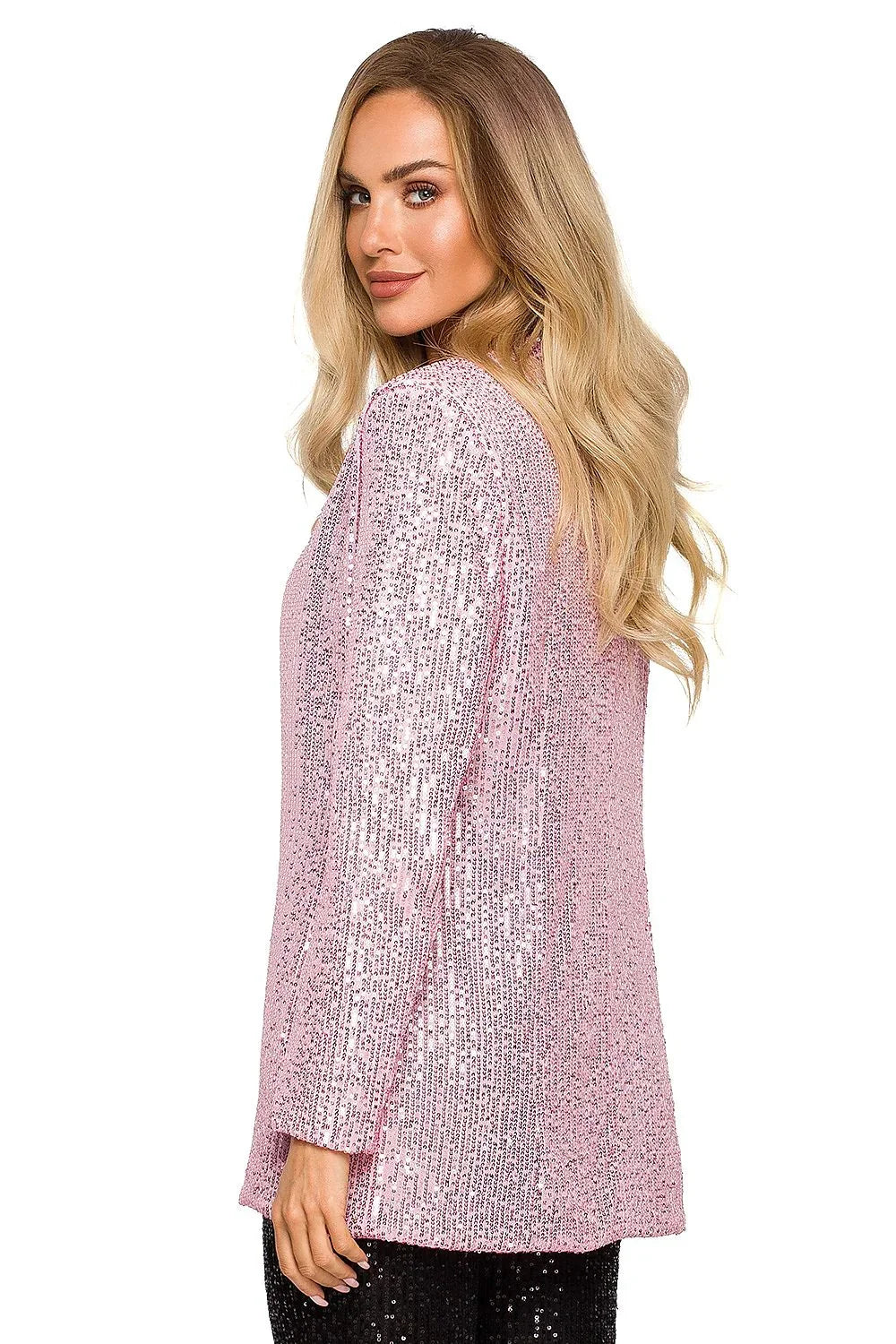 Women Blazer - Lightweight - Slip-On - pink -Guocali