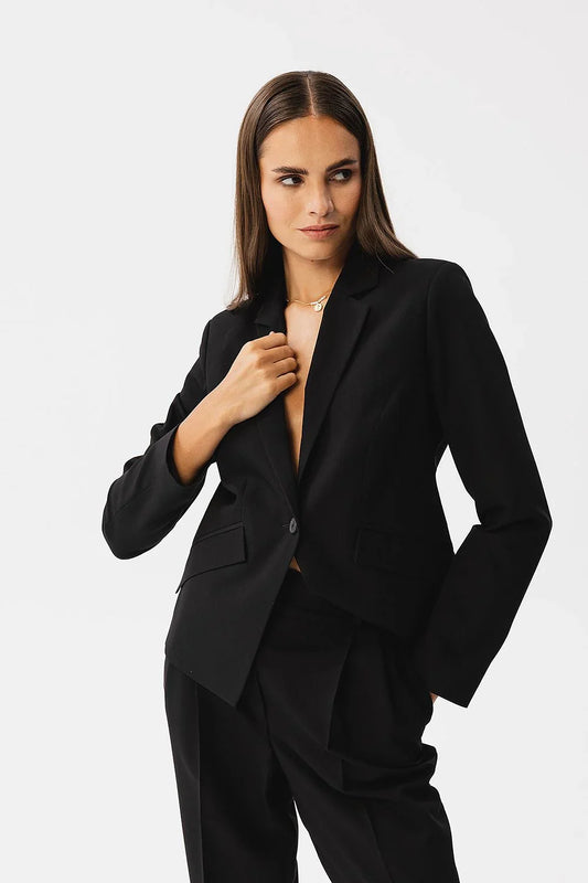 Women Blazer - Stretchable - 1-Button - black -Guocali