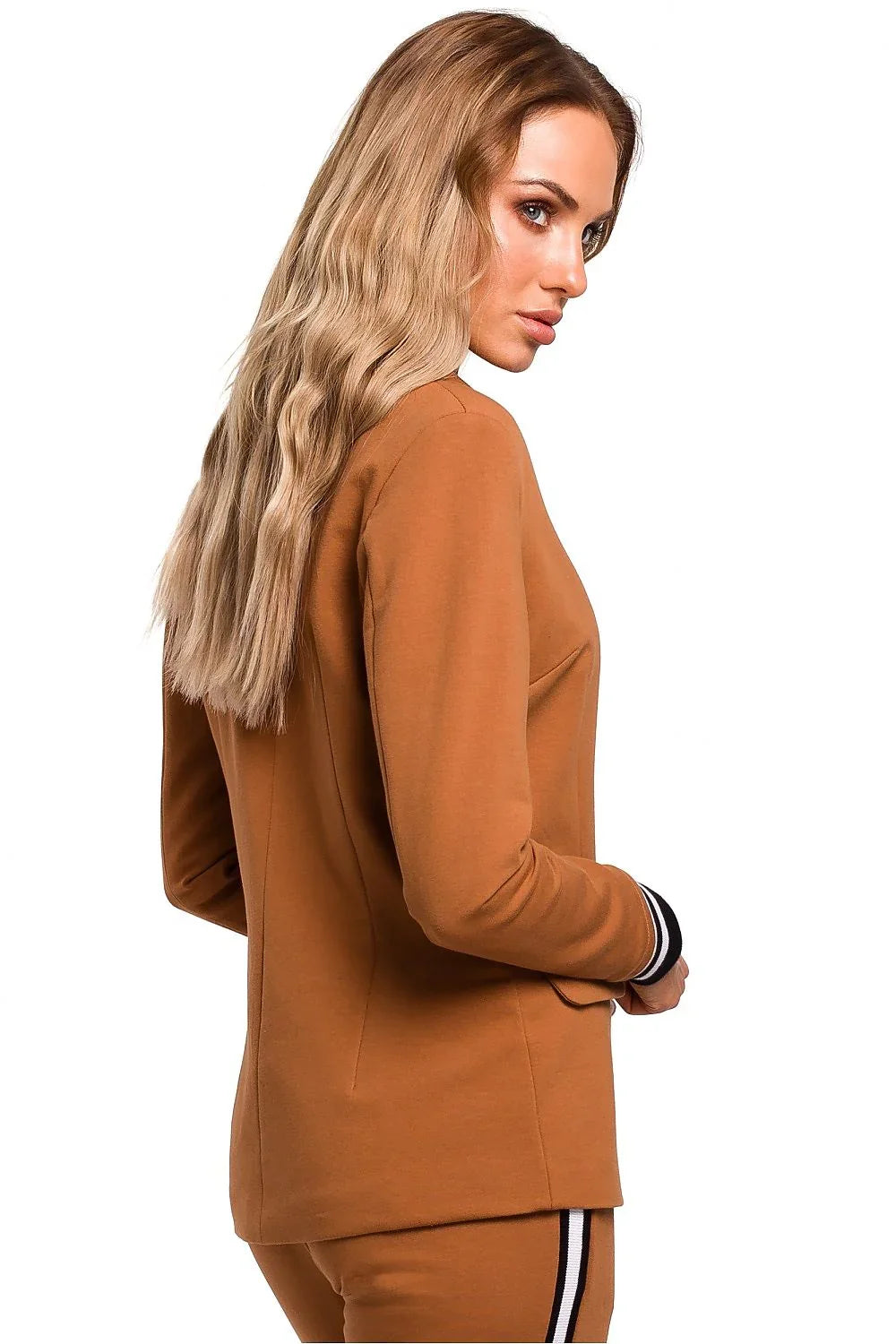 Women Blazer - Stretchable - 1-Button - Brown -Guocali