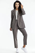 Women Blazer - Stretchable - 1-Button - Brown -Guocali