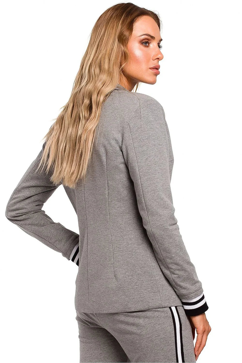 Women Blazer - Stretchable - 1-Button - Gray -Guocali