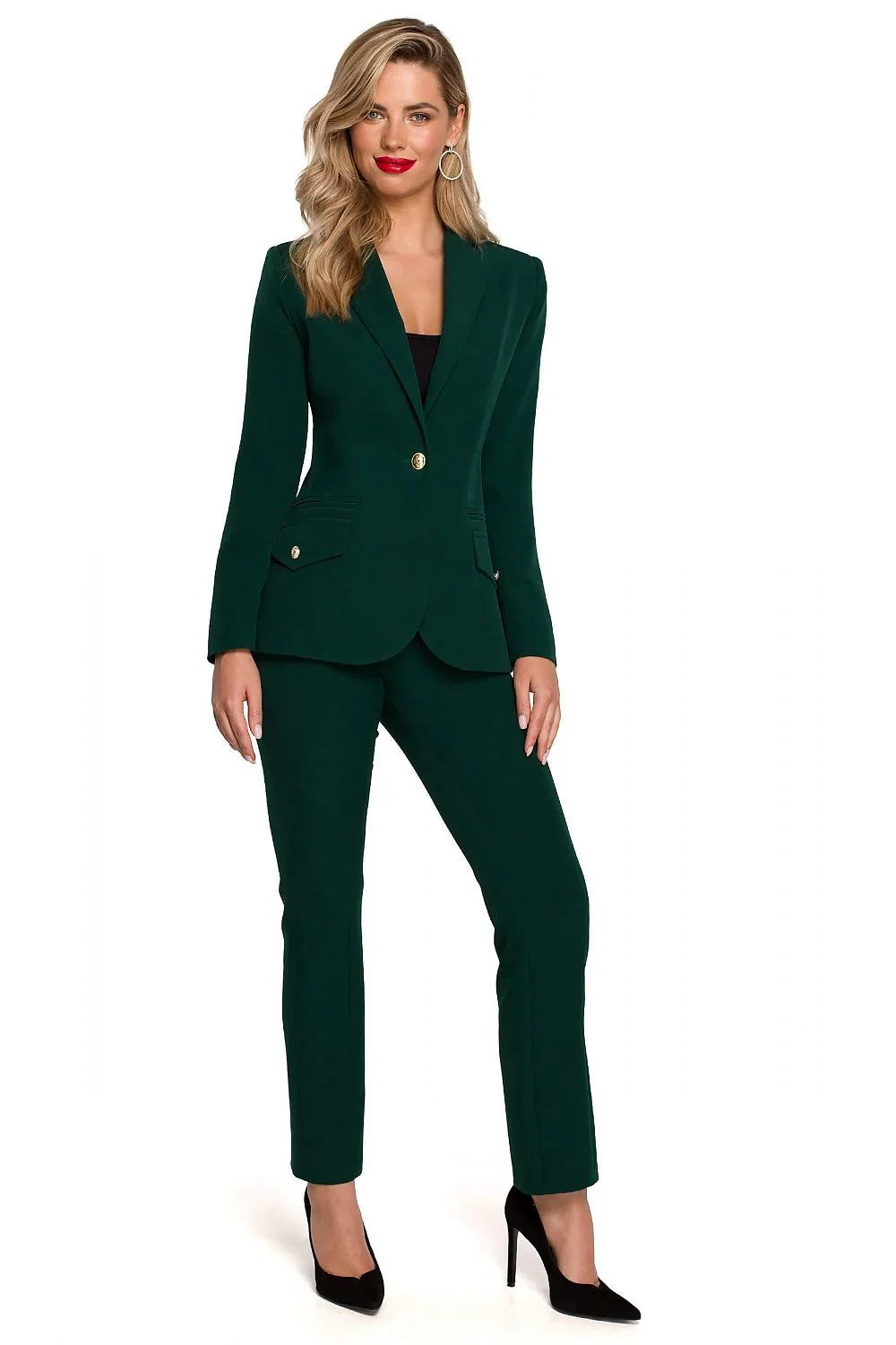 Women Blazer - Stretchable - 1-Button - Green -Guocali