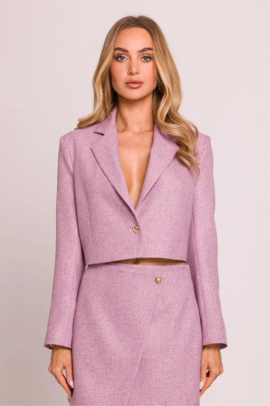 Women Blazer - Stretchable - 1-Button Pink -Guocali