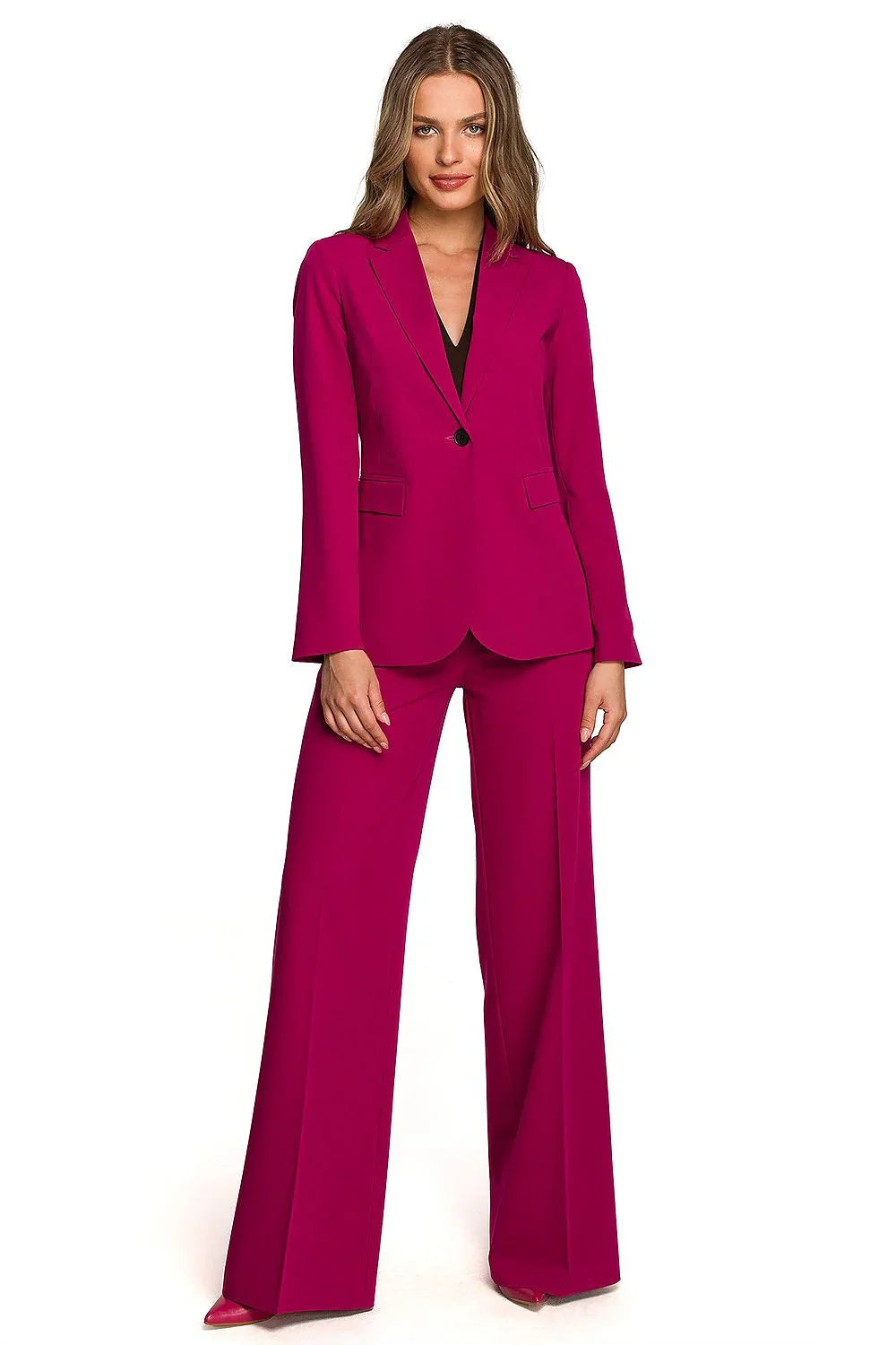 Women Blazer - Stretchable - 1-Button - Purple -Guocali