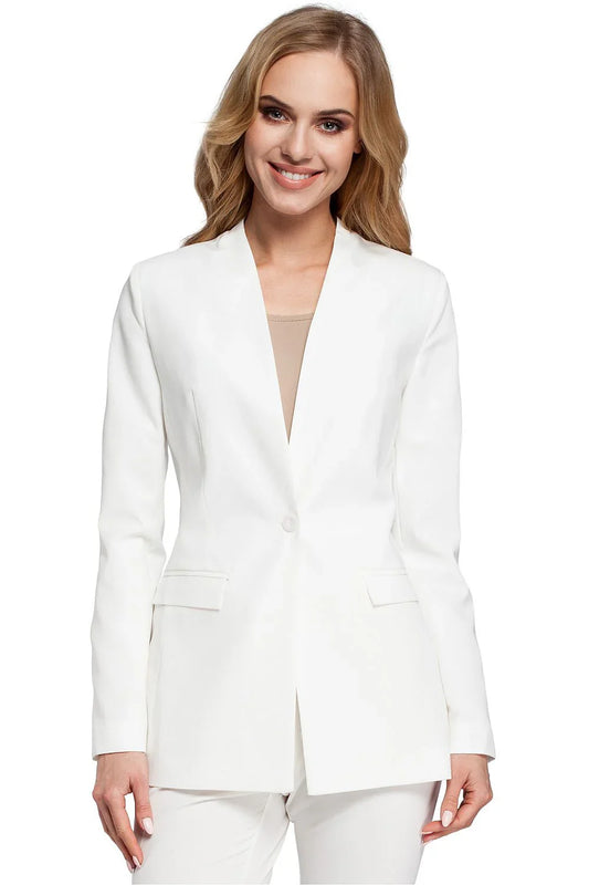 Women Blazer - Stretchable - Button - Beige -Guocali