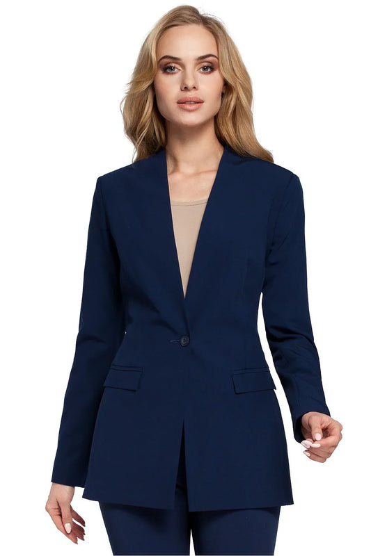 Women Blazer - Stretchable - Button - Navy -Guocali