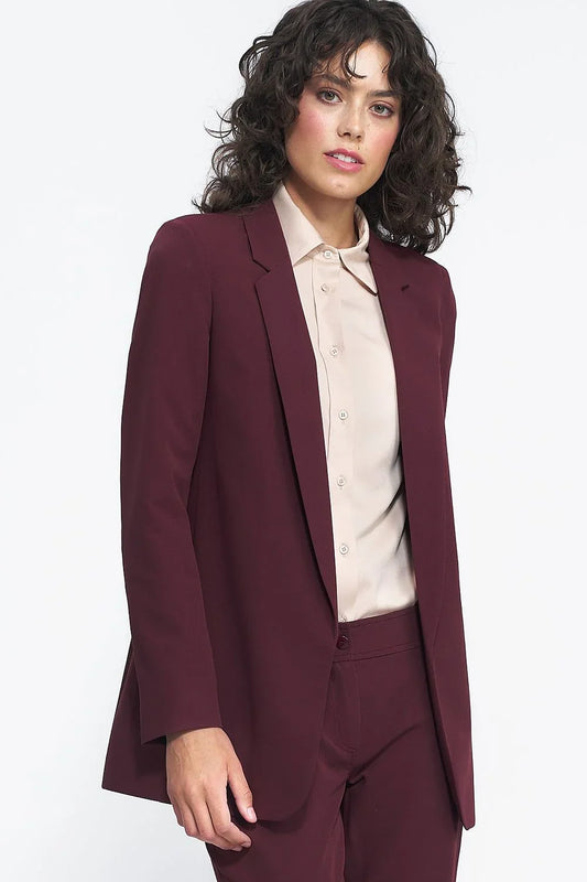 Women Blazer - Stretchable - Button - Red -Guocali
