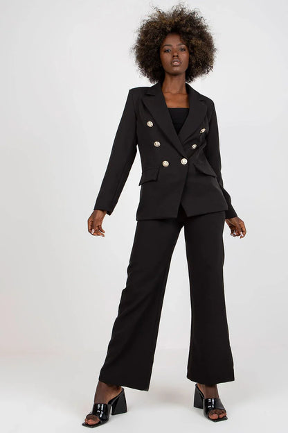 Women Blazer - Stretchable - Double-Breasted - Black -Guocali