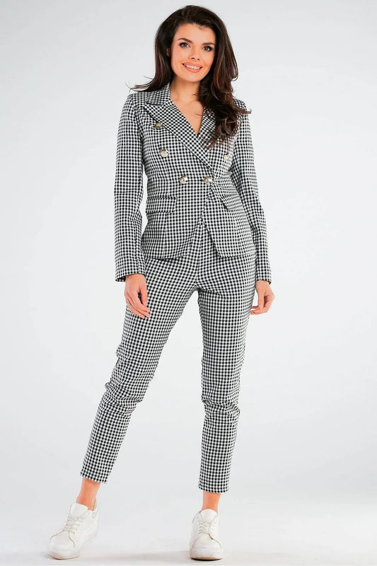 Women Blazer - Stretchable - Double-Breasted - black, white -Guocali